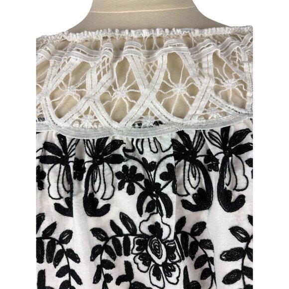 Spring Cottage Boho Embroidered Romwe Cold Shoulder Floral Blouse, Women's XL - Picture 5 of 10